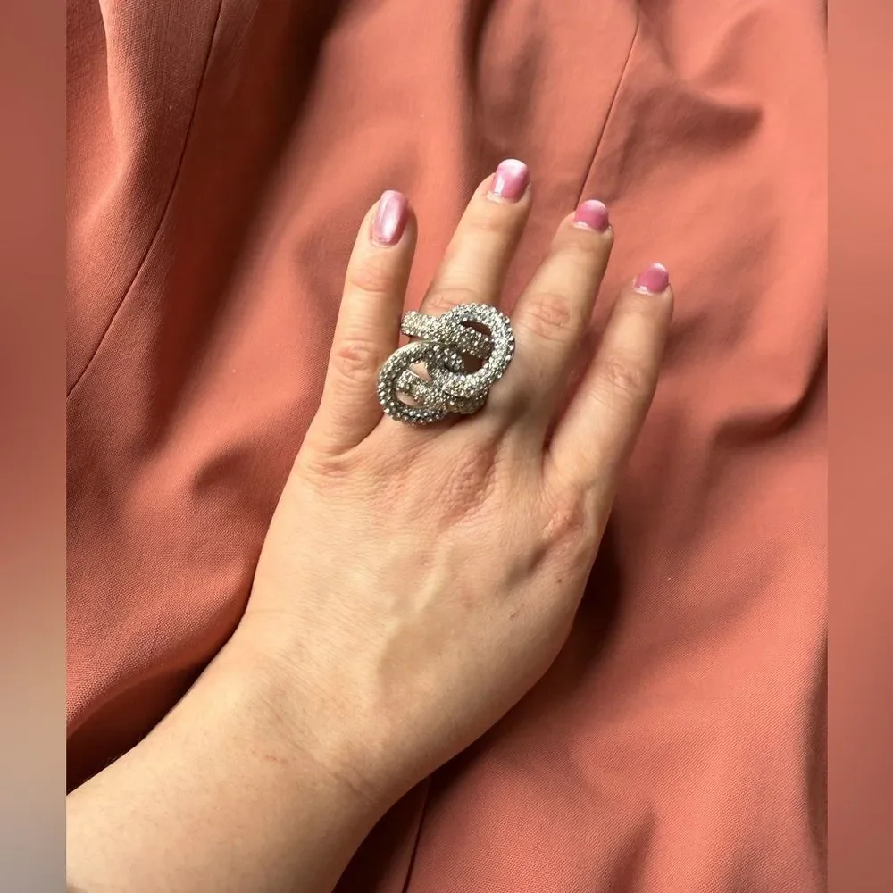 Silver Statement Banana Republic Disco Glam Party Evening Ring Sz 6.5